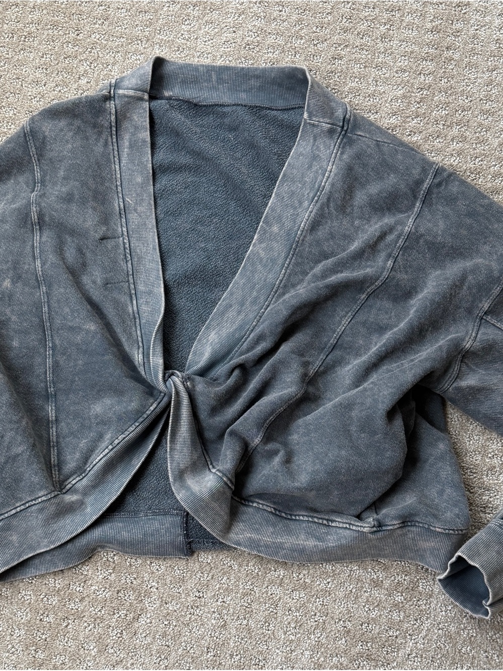 BUCKETLIST Washed Charcoal Twist-Front Cardigan